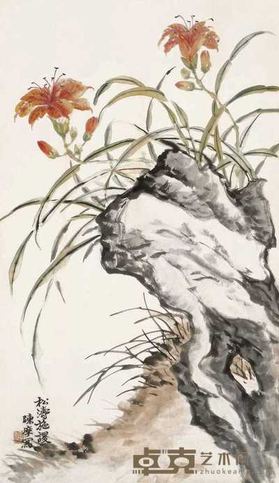陈摩 松涛施谡 立轴 71×42cm